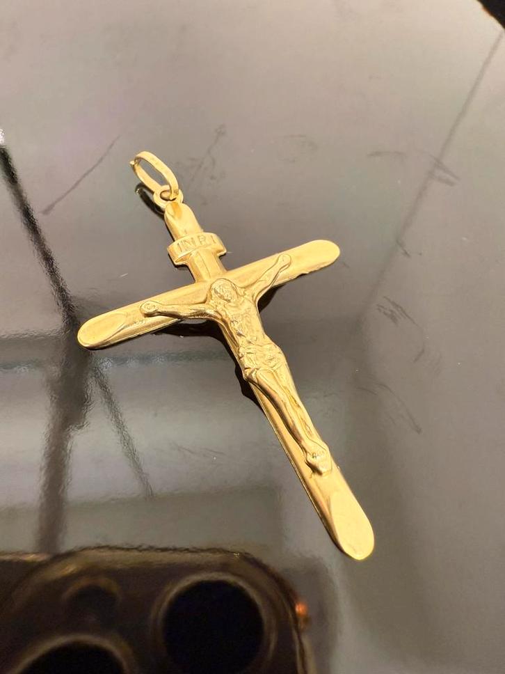 Prachtige 14 karaats gouden kruis, Sieraden, Tassen en Uiterlijk, Kettinghangers, Zo goed als nieuw, Goud, Ophalen of Verzenden