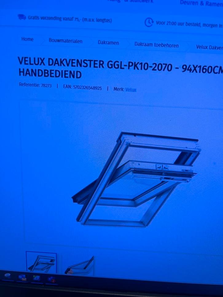 Velux Dakvenster GGL-PK10-2070 - 94x160cm, Doe-het-zelf en Verbouw, Glas en Ramen, Nieuw, Dakraam, Minder dan 80 cm, Ophalen of Verzenden