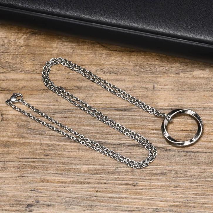 Zilverkleurige Viking Mobius Ketting, Sieraden, Tassen en Uiterlijk, Kettingen, Nieuw, Overige materialen, Zilver, Verzenden