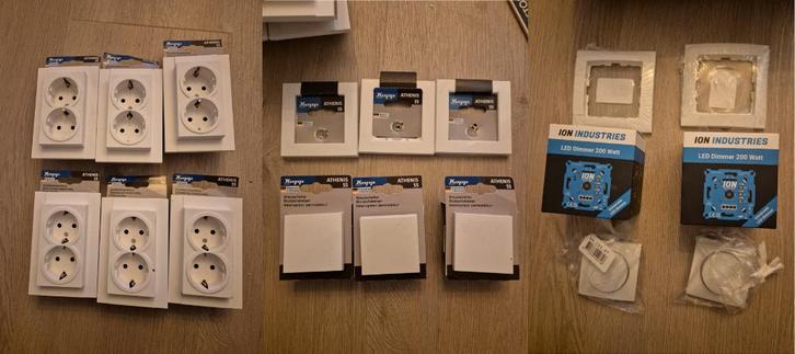 Complete set nieuwe schakelaars & stopcontacten, Doe-het-zelf en Verbouw, Elektra en Kabels, Nieuw, Overige typen, Ophalen