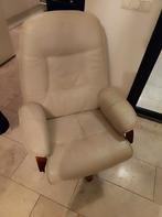 Comfortabele lederen zitstoel - gratis af te halen in Vleute, Huis en Inrichting, Fauteuils, Ophalen, Gebruikt, Hout, 75 tot 100 cm