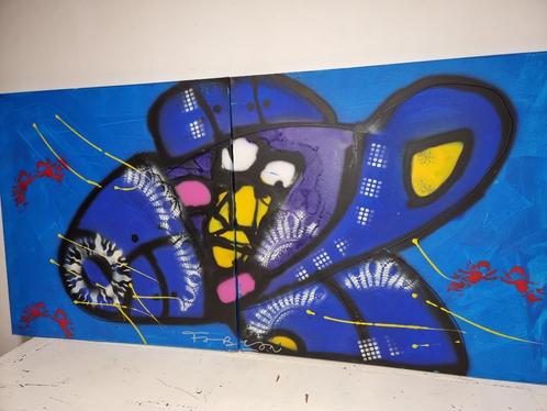 MEGA GROOT AIRPLANE 200 x 100 cm van Fabian  Met certificaat, Antiek en Kunst, Kunst | Schilderijen | Klassiek, Ophalen