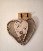 Unieke hart vorm wandhanger hout bloemen bijen naturel stijl, Ophalen, Nieuw