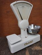 Goed werkende vintage OLLAND emaille winkel weegschaal, Ophalen, Gebruikt, Winkelweegschaal, 500 gram of grover
