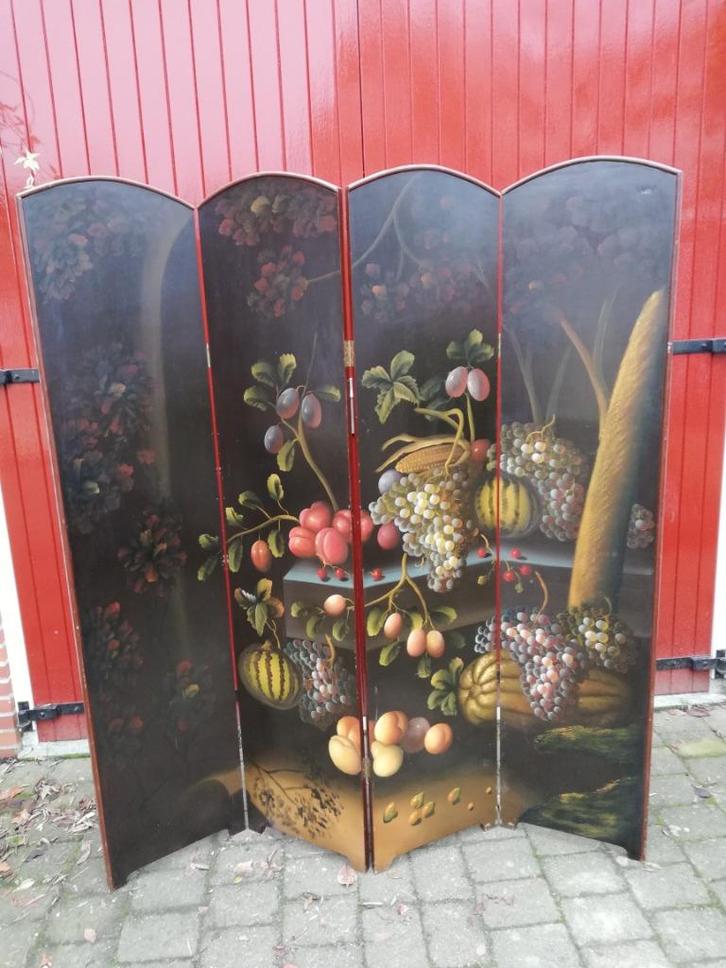 Prachtig beschilderd kamerscherm 181 hoog panelen 4x40cm, Huis en Inrichting, Woonaccessoires | Kamerschermen, Ophalen