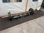 Olypische halterstang en twee olypische dumbellstangen., Ophalen, Gebruikt
