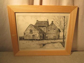 Mooi Oude Tekening 'Sleutelshof' - Vriesakker beschikbaar voor biedingen
