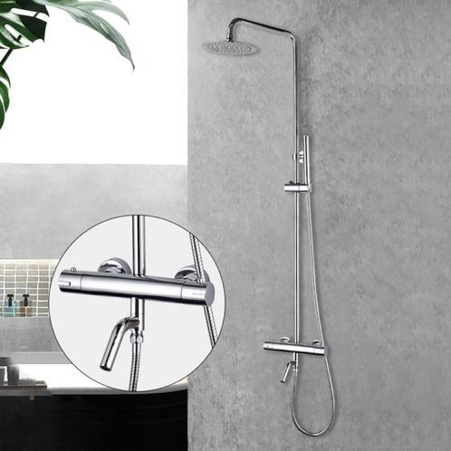 Thermostatische badmengkraan met regendoucheset opbouw, Doe-het-zelf en Verbouw, Sanitair, Nieuw, Bad, Chroom, Glas, Koper, Rvs