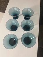 Moet weg! Blauwe Glazen Coupes - Set van 6 Vintage Elegantie, Ophalen