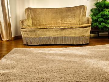 vintage mosterdgele tweezit / zetel / canapé met franjes beschikbaar voor biedingen