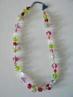 Ketting met roze en lichtgroene glazen kralen, Ophalen of Verzenden, Zo goed als nieuw, Roze, Overige materialen