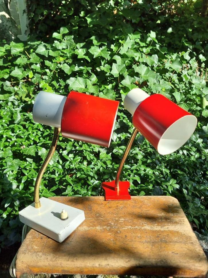 Hala bureaulampje klemlampje vintage rood, Huis en Inrichting, Lampen | Tafellampen, Gebruikt, Minder dan 50 cm, Metaal, Ophalen of Verzenden