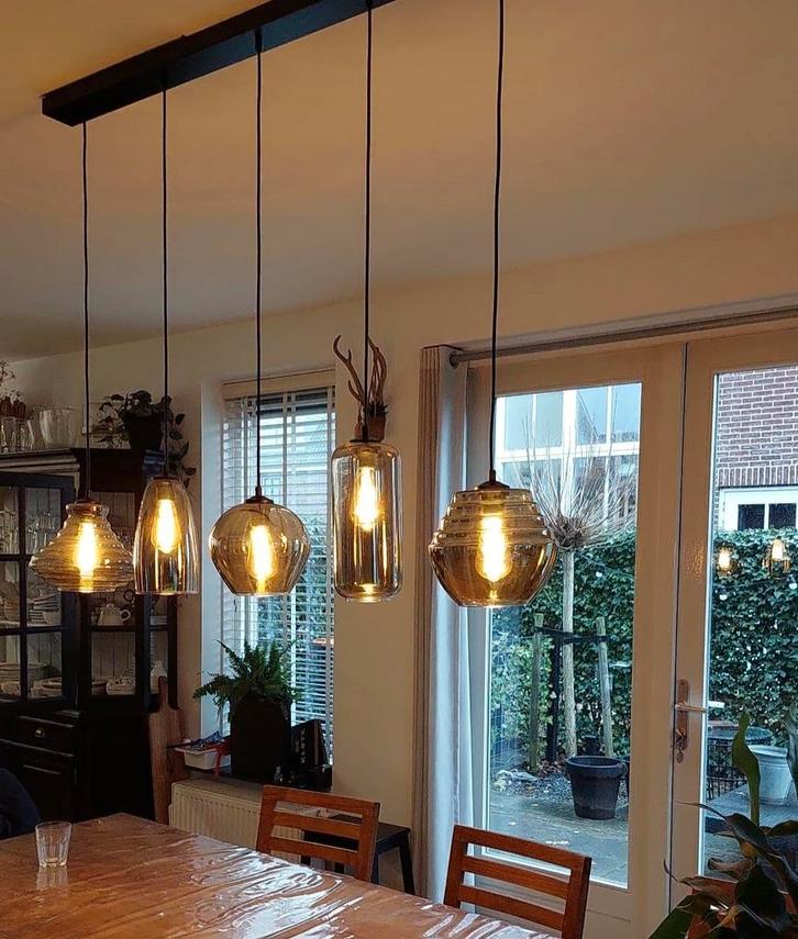 Masterlight Tafellamp met 5 Lampen, Huis en Inrichting, Lampen | Hanglampen, Zo goed als nieuw, 50 tot 75 cm, Glas, Metaal, Ophalen