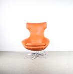 1x Leolux Caruzzo PLUS Fauteuil Oranje Leer – Chroom, Niet ingevuld, Niet ingevuld, 75 tot 100 cm, Ophalen of Verzenden