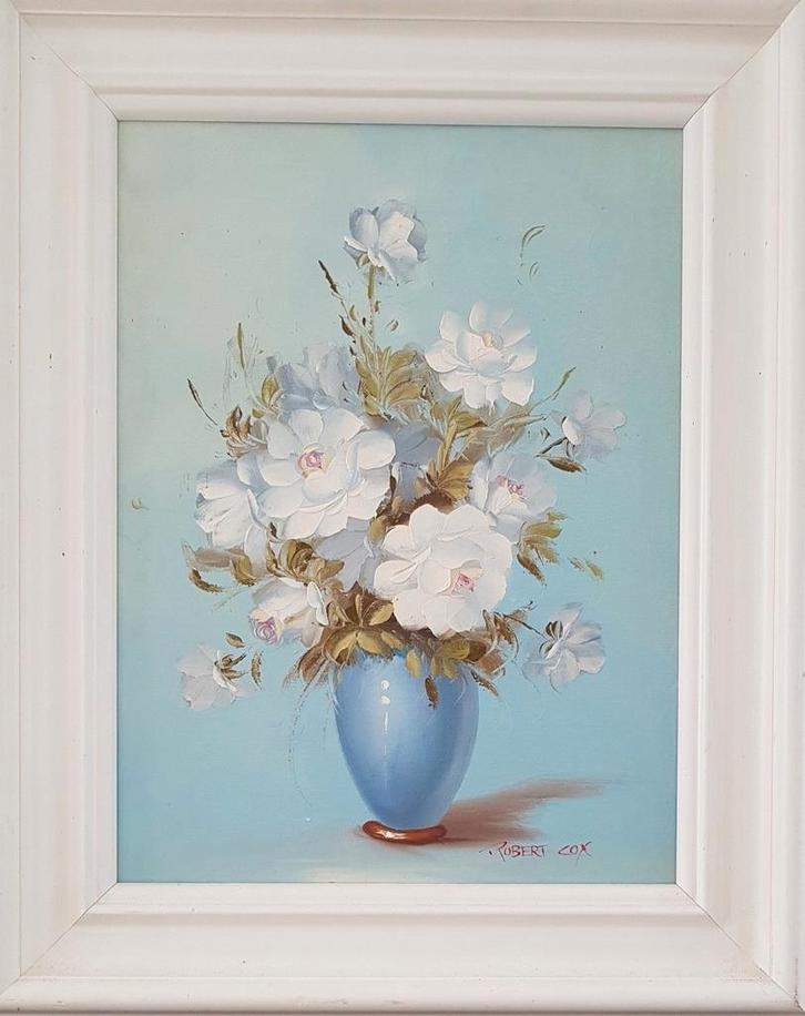 Robert Cox schilderij - Bloemen in vaas, Antiek en Kunst, Kunst | Schilderijen | Klassiek, Ophalen