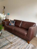 Bruin leren bankstel - Stevig en in topconditie!, Huis en Inrichting, Ophalen, Driepersoons, Zo goed als nieuw, Rechte bank