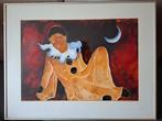 Schilderij "Pierrot onder de Maan"-van Rodot. 63,5 x 49,5 cm, Antiek en Kunst, Kunst | Schilderijen | Abstract, Ophalen