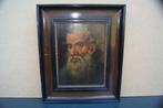 Oud schilderij op houten paneel met portret, Antiek en Kunst, Ophalen of Verzenden