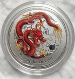 Australië Lunar 2012 Rode Draak Zilver 5 oz, Verzenden, Losse munt, Zilver