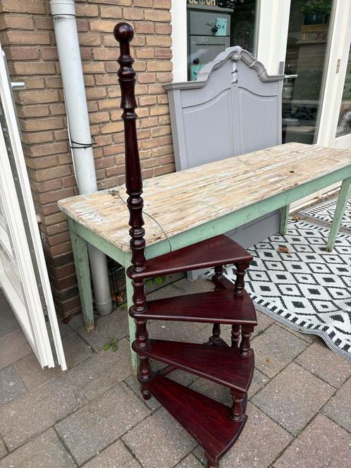 Antiek Mahonie Bibliotheek Trapje, Antiek en Kunst, Antiek | Meubels | Stoelen en Banken, Ophalen