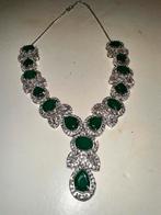 Groene Ketting met zirkonia’s, Overige materialen, Ophalen of Verzenden, Zo goed als nieuw, Met edelsteen