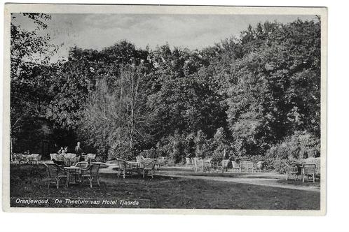 Oranjewoud,  Theetuin Hotel Tjaarda,  1931,  107, Verzamelen, Ansichtkaarten | Nederland, Gelopen, Friesland, 1920 tot 1940, Verzenden