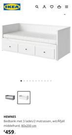 Hemnes bedbank Ikea, Huis en Inrichting, Slaapkamer | Bedden, 90 cm, Gebruikt, Eenpersoons, Wit