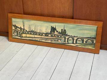Print schilderij F. Depresle Seine Parijs Mid Century kunst beschikbaar voor biedingen