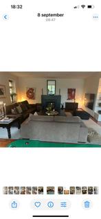 Natuzzi 2 zits bank taupe kleur, alcantara €200, Huis en Inrichting, Ophalen, Gebruikt, 75 tot 100 cm, Stof