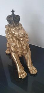 Prachtig beeld van een leeuw met kroon!  Materiaal-Hars/poly, Antiek en Kunst, Ophalen of Verzenden