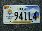 Kentekenplaat licenseplate Utah Olympics Salt lake 2002 USA, Verzamelen, Verzenden, Gebruikt, Auto's