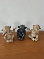 3 Apen Beelden - Zie, Hoor, Zwijg, Tuin en Terras, Tuinbeelden, Ophalen of Verzenden, Zo goed als nieuw, Kunststof, Dierenbeeld