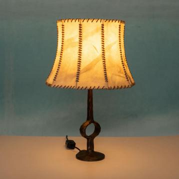Brutalist tafellamp 70s l vintage bronze table lamp beschikbaar voor biedingen
