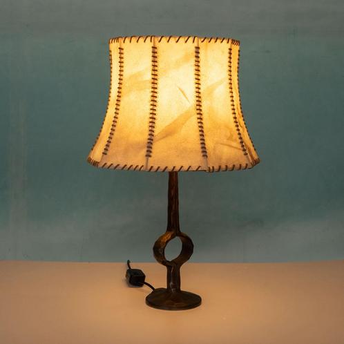 Brutalist tafellamp 70s l vintage bronze table lamp, Huis en Inrichting, Lampen | Tafellampen, Gebruikt, Minder dan 50 cm, Ophalen of Verzenden