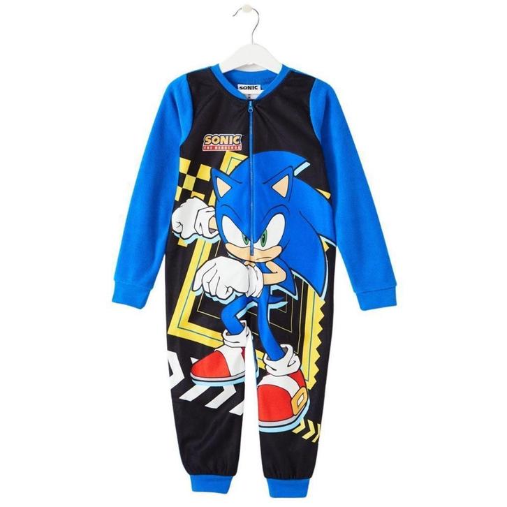 Sonic Onesie Fleece - Maat 98 - 104 - 110 - 116 - 128, Kinderen en Baby's, Kinderkleding | Maat 104, Nieuw, Jongen, Nacht- of Onderkleding
