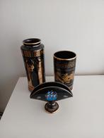 Decoratieve vazen set, zwart met bladgoud, Grieks handwerk, Antiek en Kunst, Antiek | Vazen, Ophalen