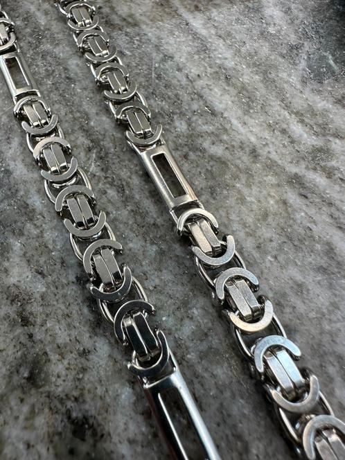 Prachtige 925 zilveren platte koningsketting, Sieraden, Tassen en Uiterlijk, Kettingen, Nieuw, Goud, Ophalen of Verzenden
