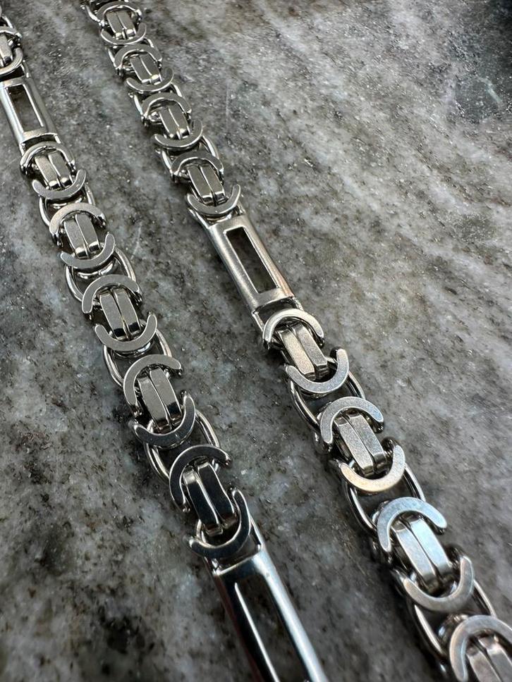 Prachtige 925 zilveren platte koningsketting, Sieraden, Tassen en Uiterlijk, Kettingen, Nieuw, Goud, Ophalen of Verzenden