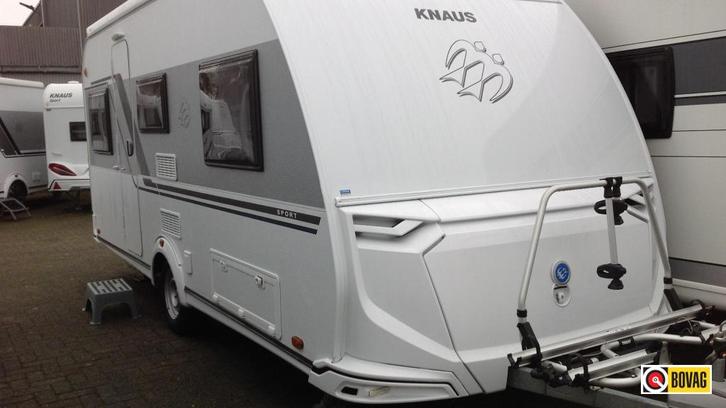 Knaus Sport 460 EU, Caravans en Kamperen, Caravans, tot en met 4, Treinzit, Knaus, 2 aparte bedden, Overige typen, Fietsenrek