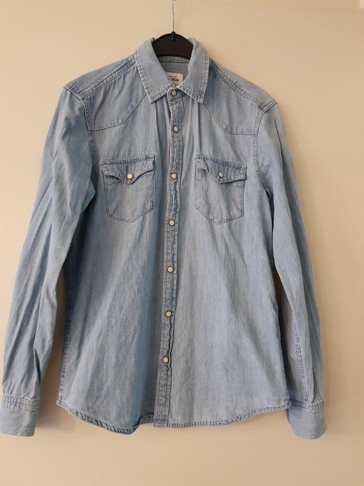 Pull & Bear denim blouse regular fit maat S (36), Kleding | Heren, Overhemden, Zo goed als nieuw, Halswijdte 38 (S) of kleiner