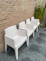 2x 4 stevige (kuip) tuinstoelen, Tuin en Terras, Tuinstoelen, Ophalen, Gebruikt, Kunststof, Stapelbaar