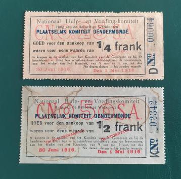 Dendermonde Noodgeld - 1/4+1/2 Frank 1916 beschikbaar voor biedingen