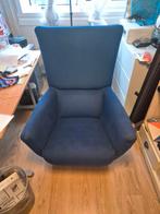 Grote blauwe fauteuil, Hout, Gebruikt, 75 tot 100 cm, Ophalen of Verzenden