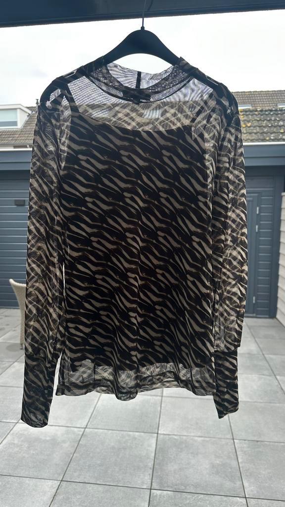 Dames G-MAXX maat M mesh top zwart/groen/beige, Kleding | Dames, Tops, Zo goed als nieuw, Zwart, Lange mouw, Ophalen of Verzenden