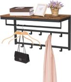 Kapstokken-60x30x42cm-10 Haken-Bruin -Grijs- Zwarte Haken, Wandkapstok, Nieuw, Ophalen of Verzenden, Minder dan 100 cm