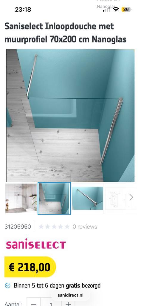 Saniselect inloopdouche met zwart muurprofiel, Huis en Inrichting, Badkamer | Complete badkamers, Nieuw, Met douche, Ophalen of Verzenden