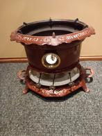 Ossenbloed rood/bruin emaille 3pits petroleumstel, Antiek en Kunst, Antiek | Emaille, Ophalen of Verzenden