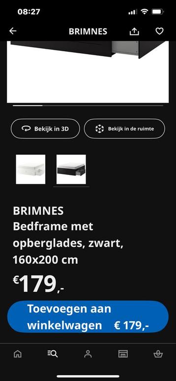 Zwart IKEA bed met lades - afbeelding 1