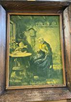 Oud olieverfschilderij Toon Verplak - Moeder & Kind, Ophalen of Verzenden