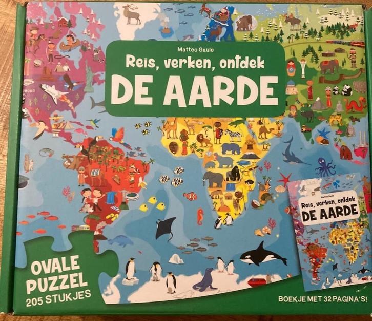 Puzzel Aarde; 205 stukjes, Kinderen en Baby's, Speelgoed | Kinderpuzzels, Zo goed als nieuw, 6 jaar of ouder, Meer dan 50 stukjes